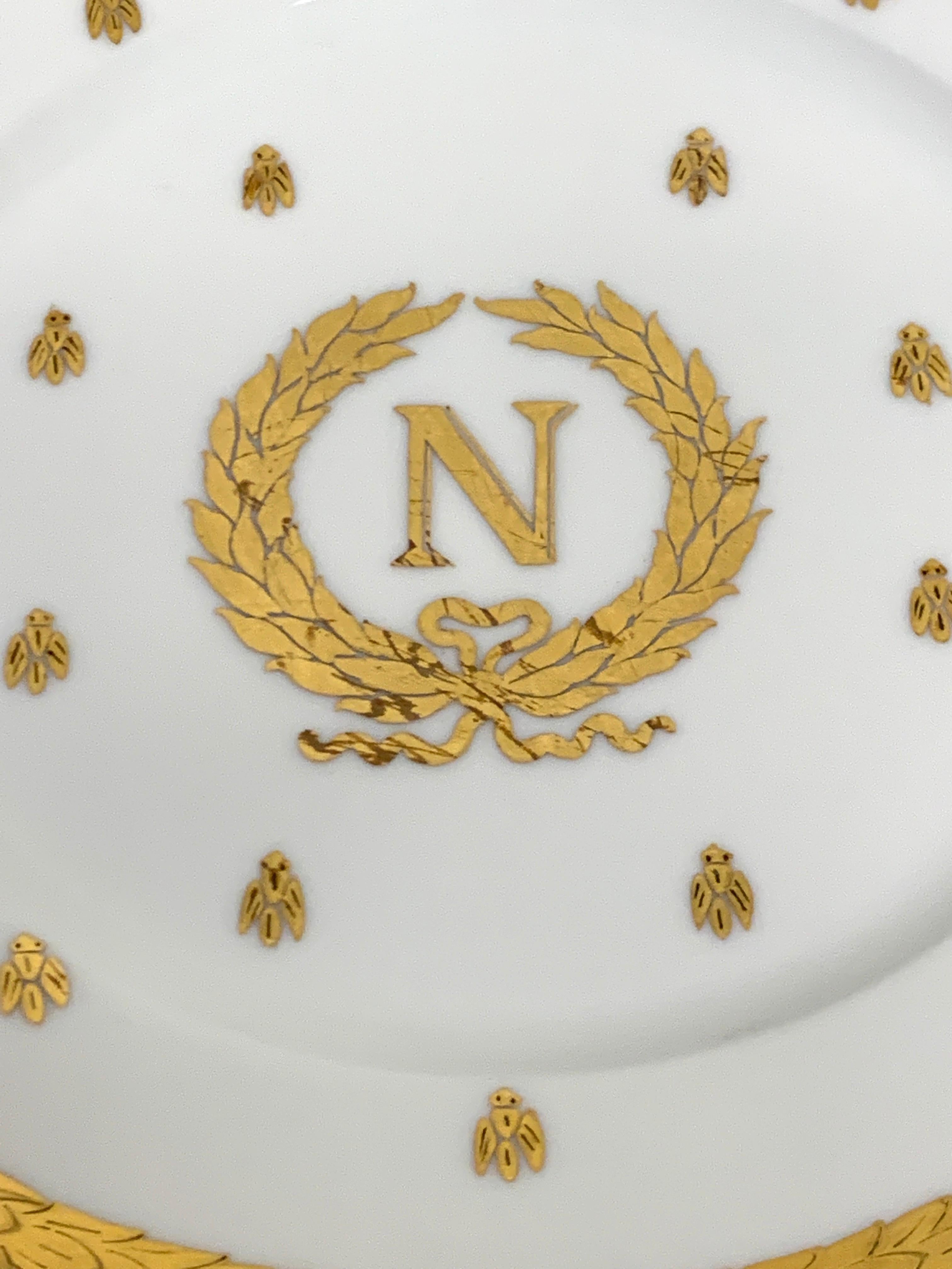 20th Century 12 Limoges Raised Gilt Enameled Napoleonic Plates, circa 1900 For Sale