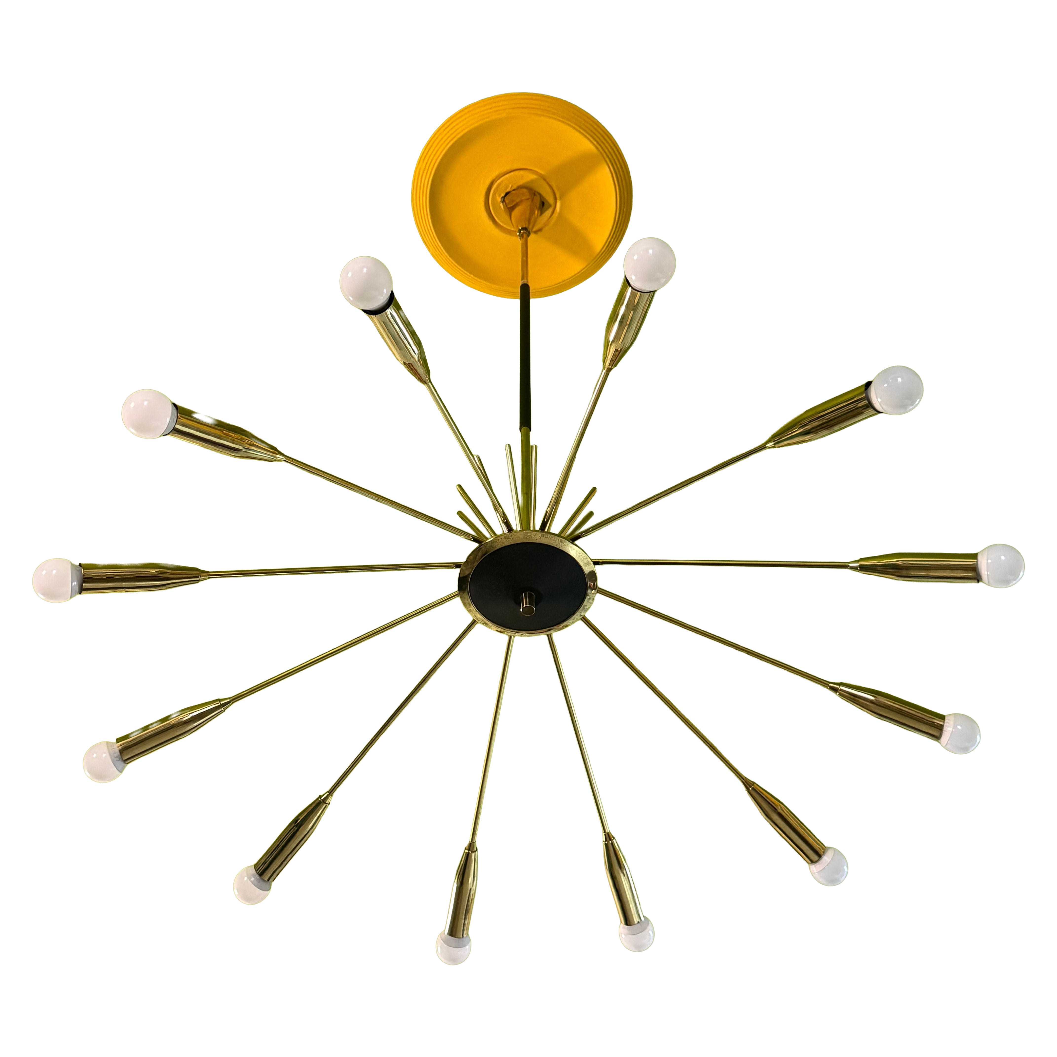 Lámpara de araña grande de 12 luces, diseño de Oscar Torlasco, Italia, 1950 en venta