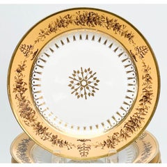 12 Manufacture de Sevres Gilt Porcelain Dessert Plates Nankin Yellow, 1815-1824