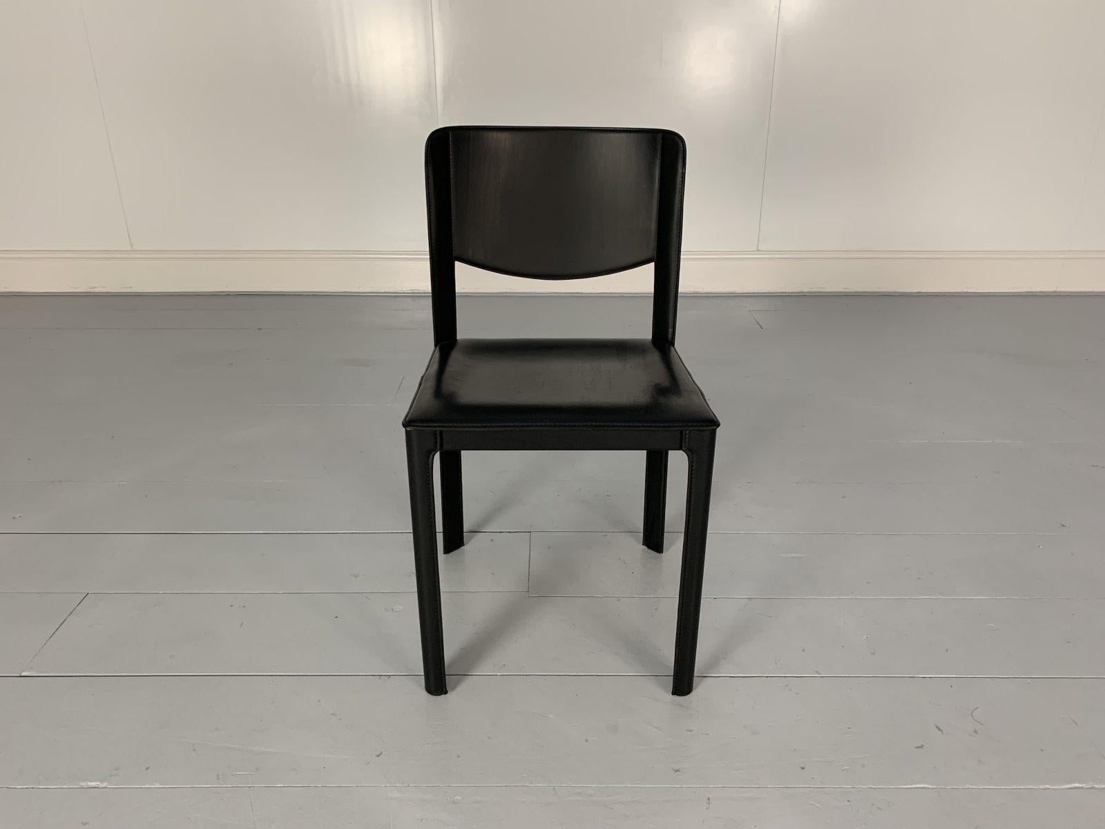 12 Matteo Grassi “Sistina” Dining Chairs, in Black Saddle Leather 6