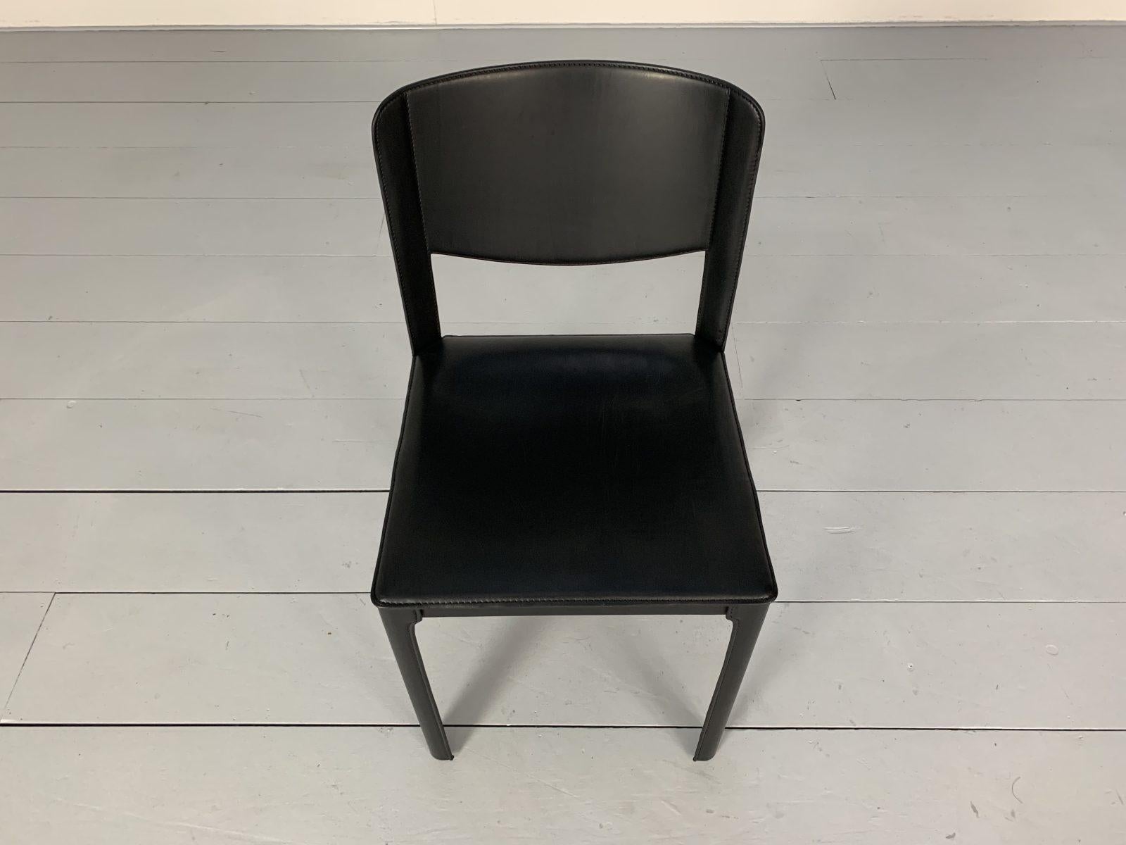 12 Matteo Grassi “Sistina” Dining Chairs, in Black Saddle Leather 7