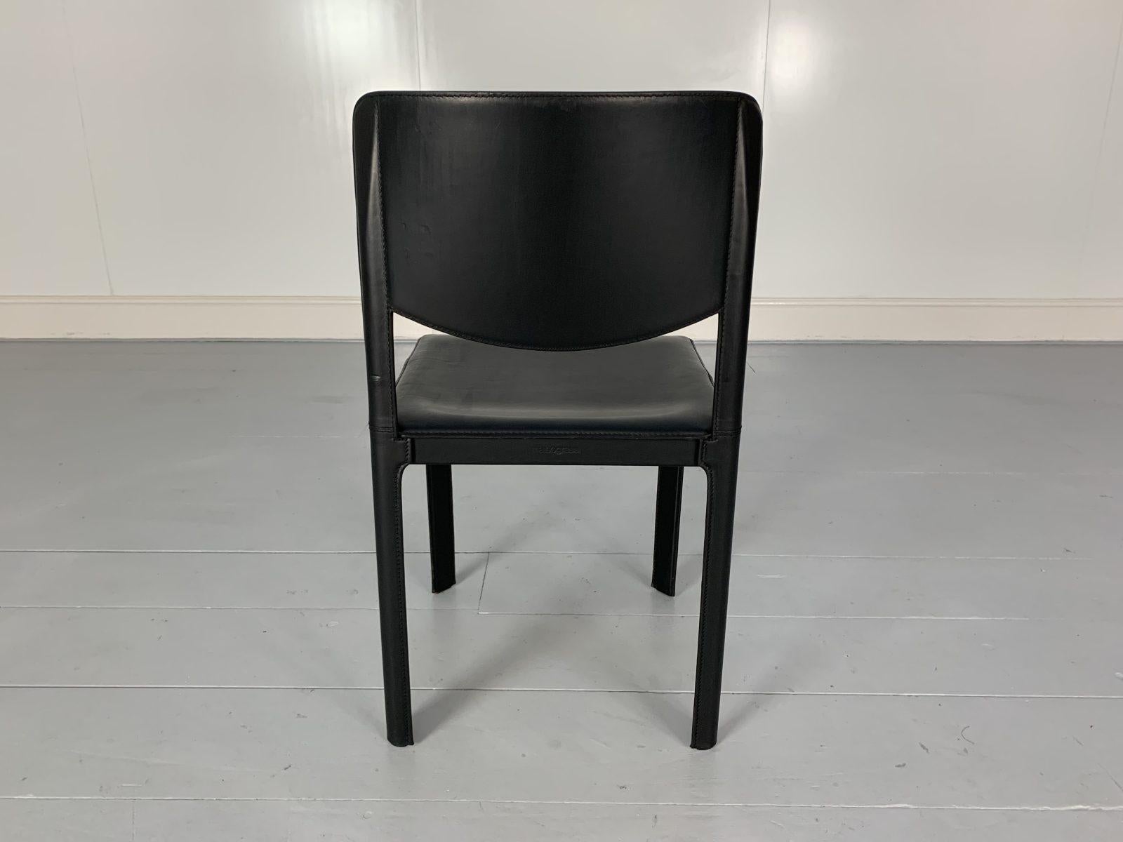 12 Matteo Grassi “Sistina” Dining Chairs, in Black Saddle Leather 10