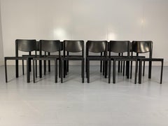 12 Matteo Grassi “Sistina” Dining Chairs, in Black Saddle Leather