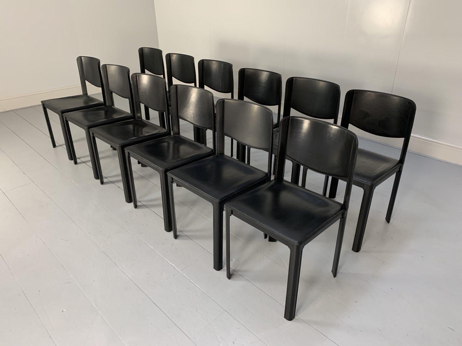 12 Matteo Grassi “Sistina” Dining Chairs, in Black Saddle Leather 1