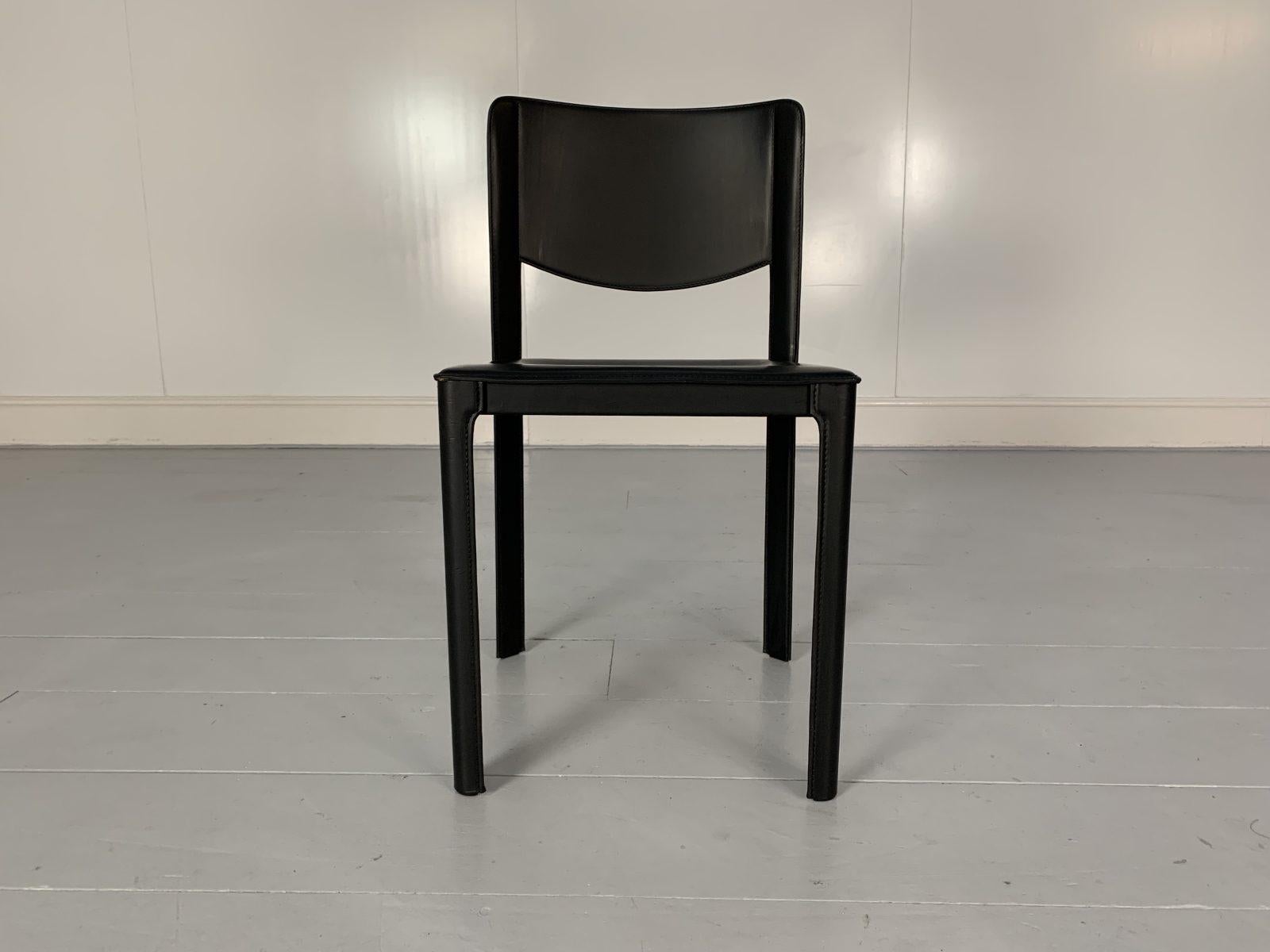 12 Matteo Grassi “Sistina” Dining Chairs, in Black Saddle Leather 2