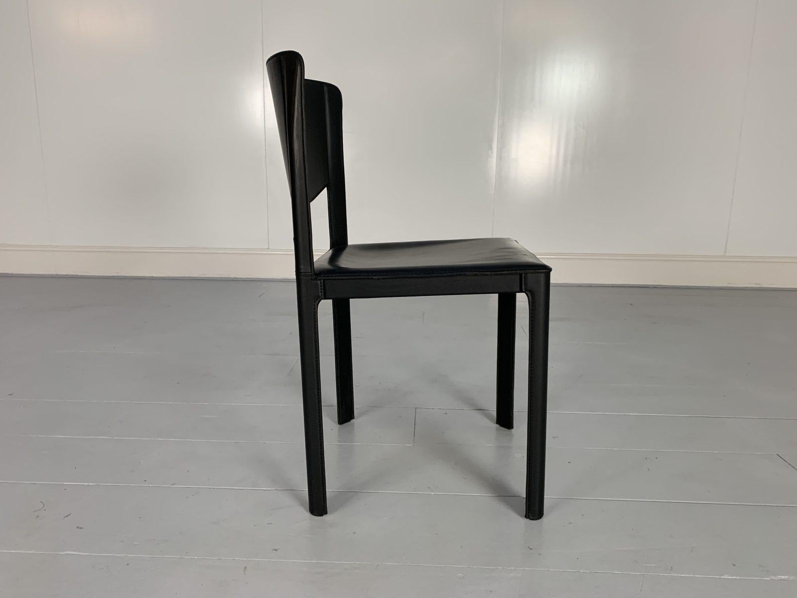 12 Matteo Grassi “Sistina” Dining Chairs, in Black Saddle Leather 3
