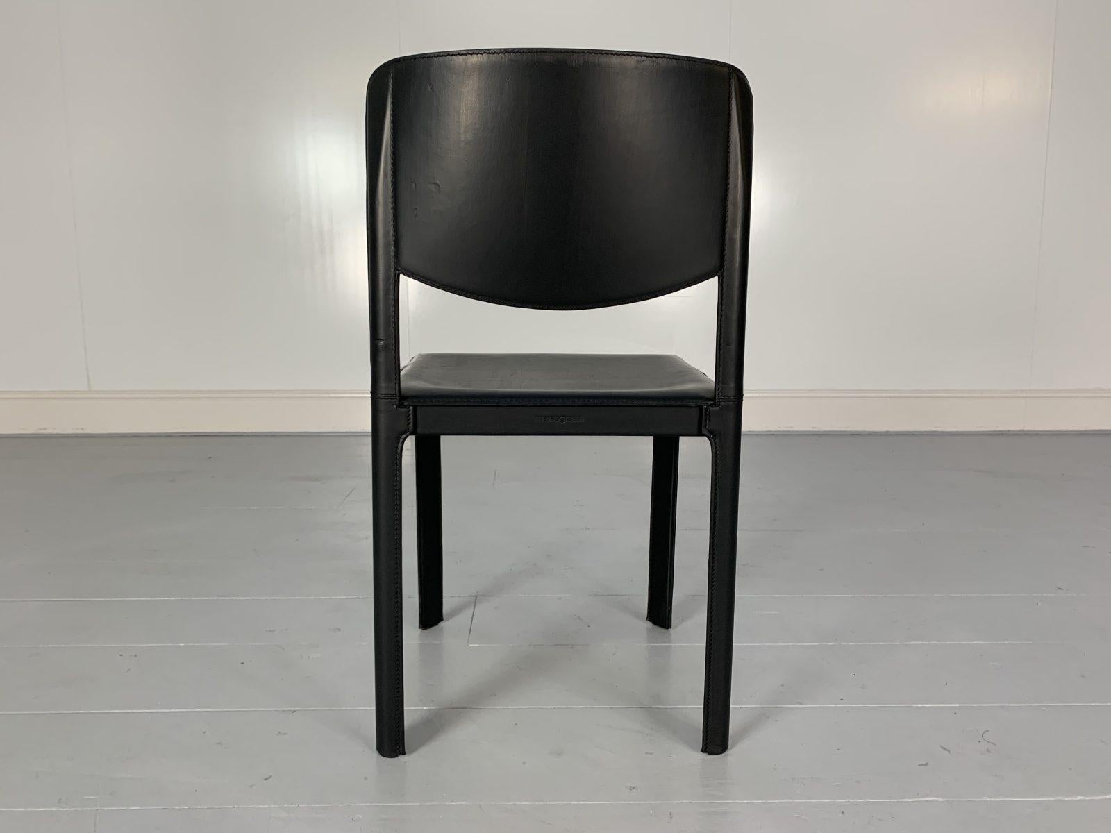 12 Matteo Grassi “Sistina” Dining Chairs, in Black Saddle Leather 4