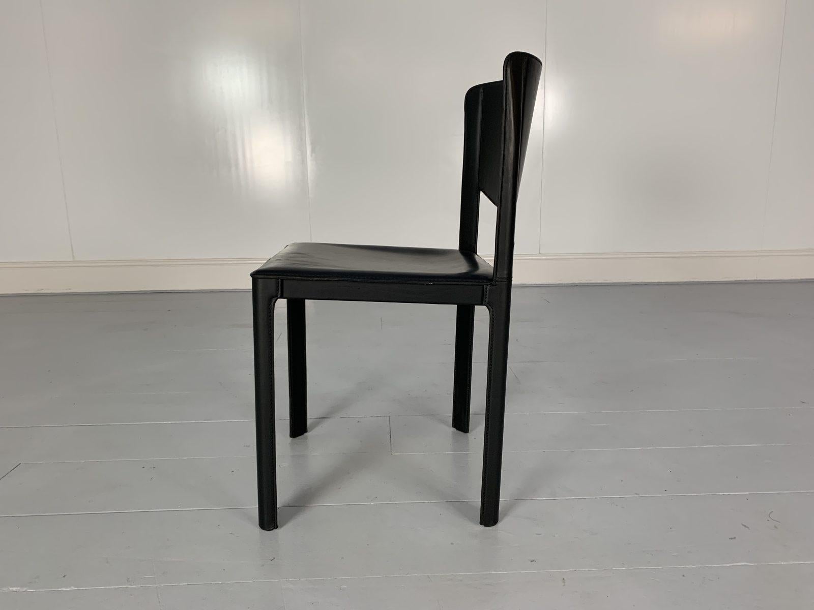 12 Matteo Grassi “Sistina” Dining Chairs, in Black Saddle Leather 5