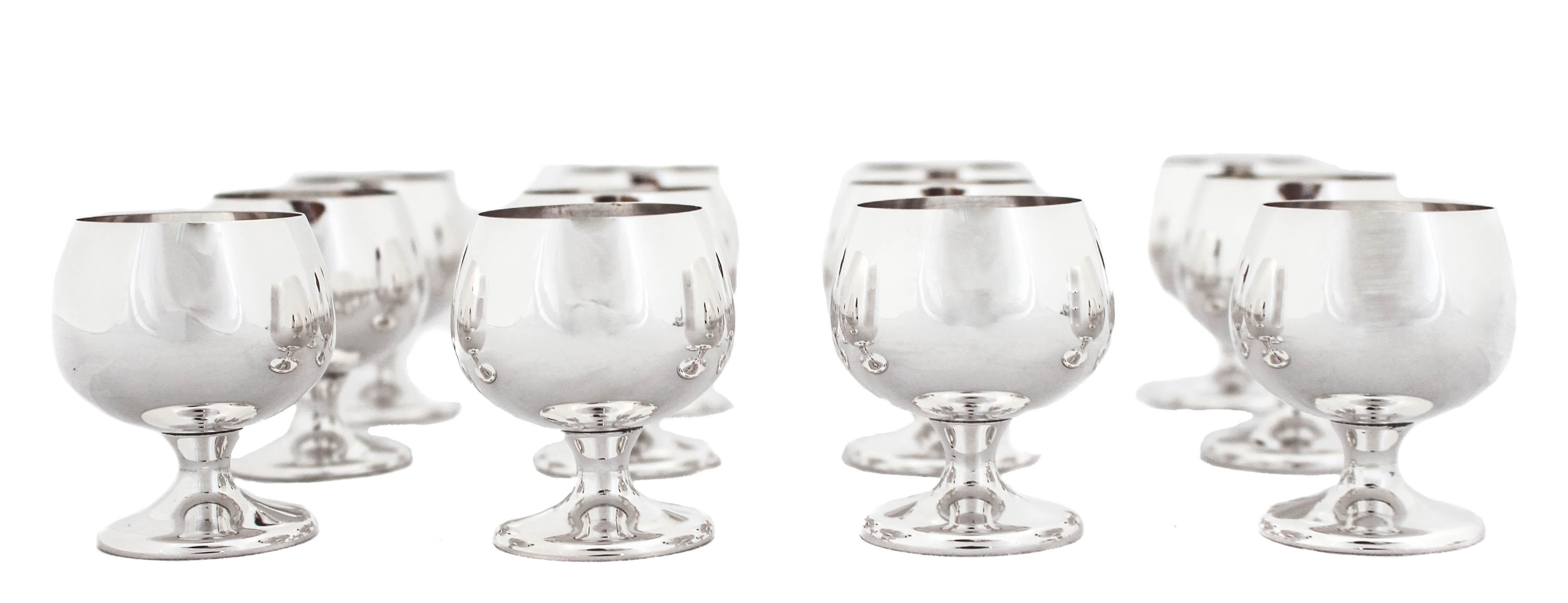 American 12 Midcentury Sterling Silver Cordials For Sale