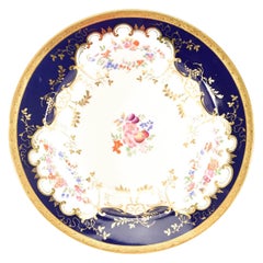 12 Minton 19th c. Cobalt Blue Floral Gold & White Rimmed Large Soup Bowls