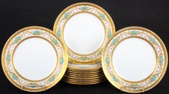 12 Minton Bleu Celeste or Turquoise Gilt Plates