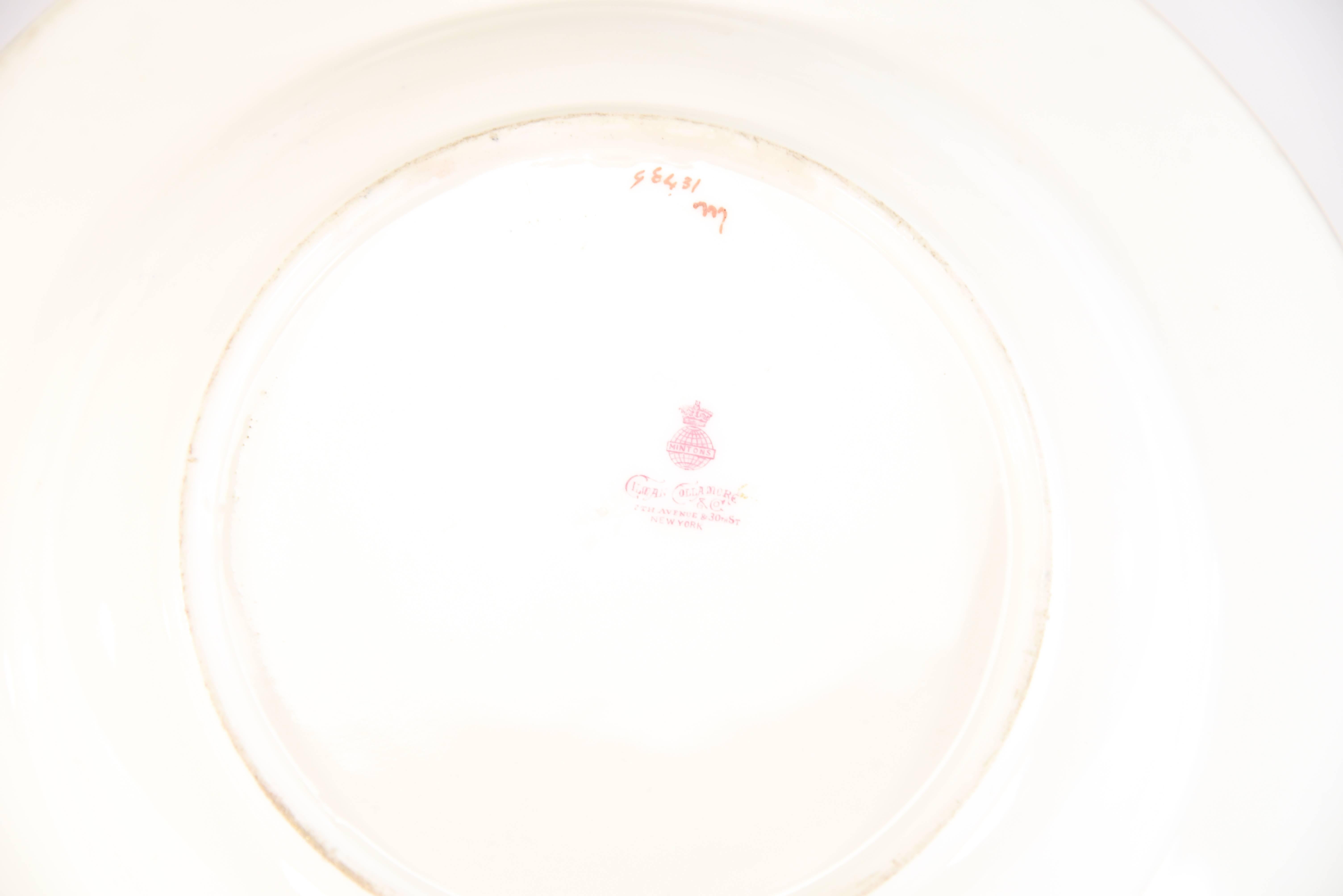 12 Minton s. XIX Cuencos grandes para sopa con borde azul cobalto floral dorado y blanco Porcelana en venta
