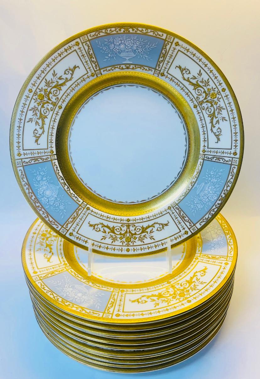 12 Minton England Platos personalizados de esmalte francés T Goode London Circa 1950's en venta 2