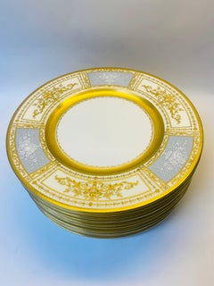 12 Minton England French Enamel Custom Dinner Plates T Goode London Circa 1950's