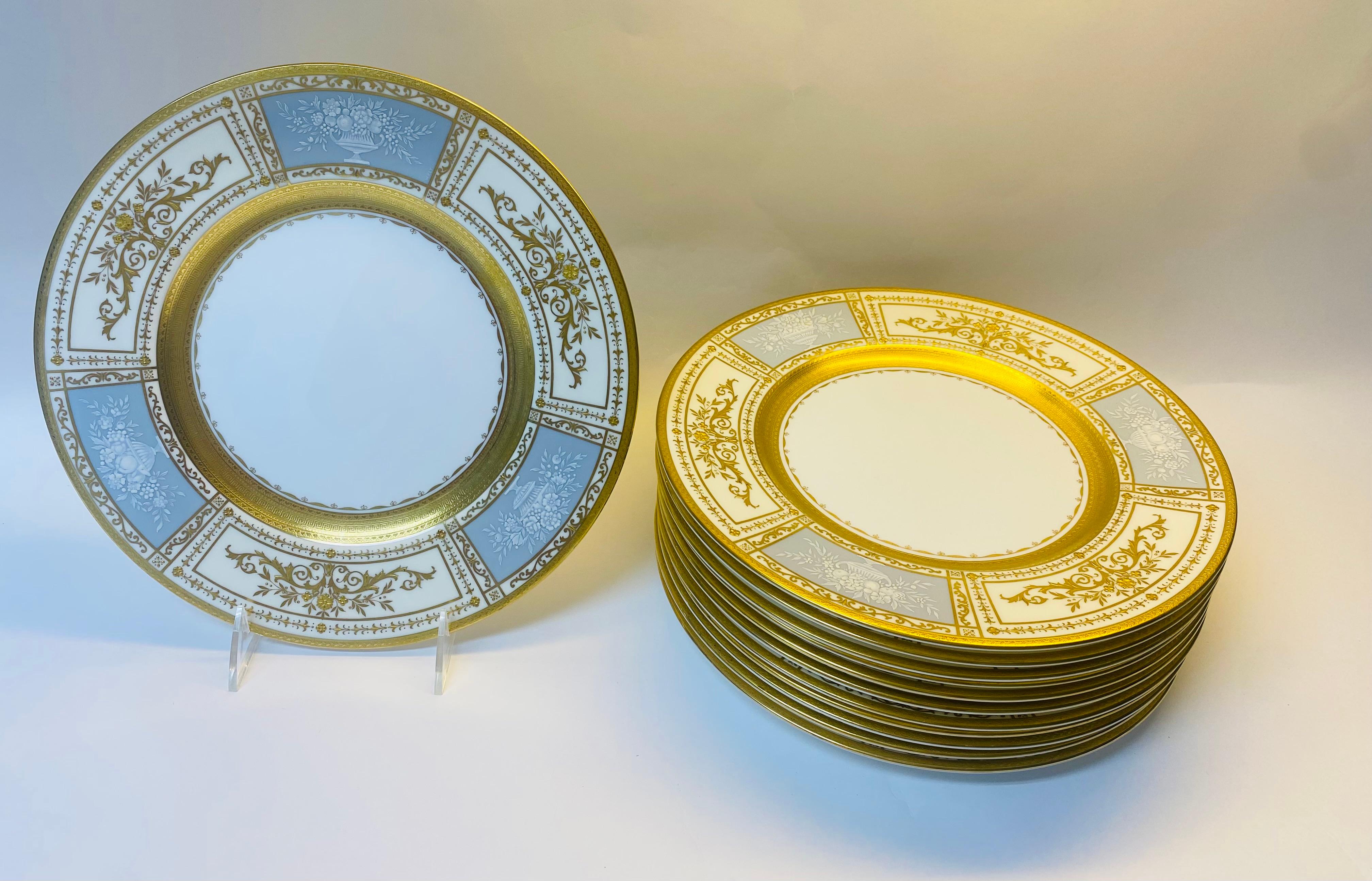 12 Minton England Platos personalizados de esmalte francés T Goode London Circa 1950's en venta 1