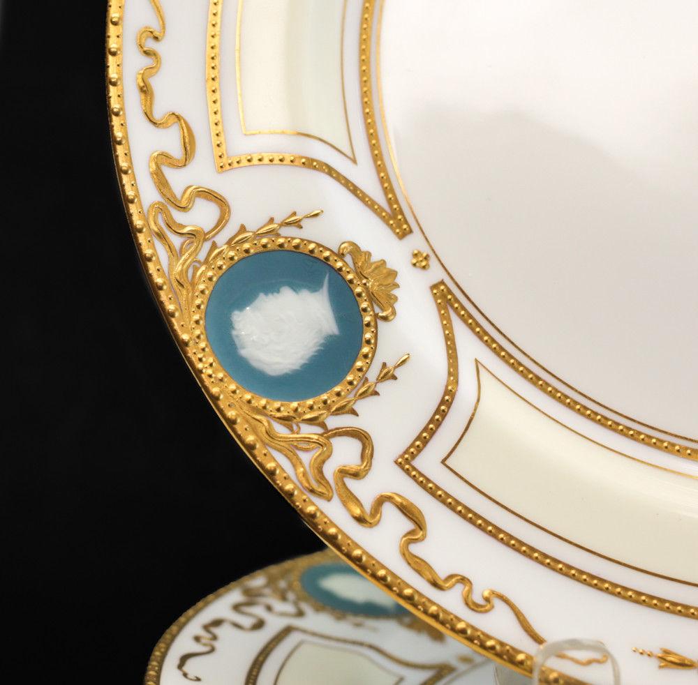 Early 20th Century 12 Minton for Tiffany & Co. Pate-Sur-Pate Cameo Portrait Dessert Plates, 1920 For Sale