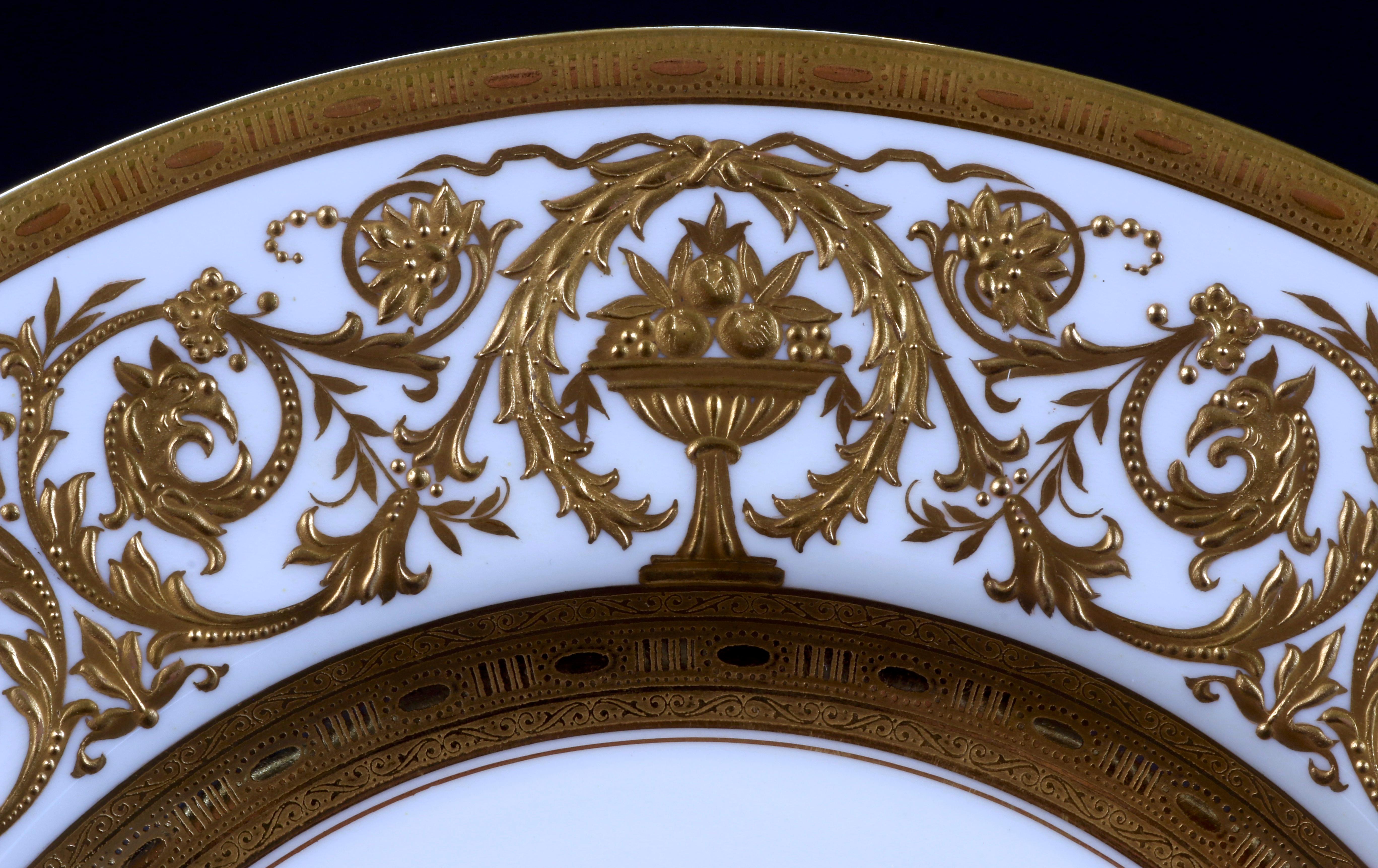 Neoclassical 12 Minton Heavily-Gilded Service Plates