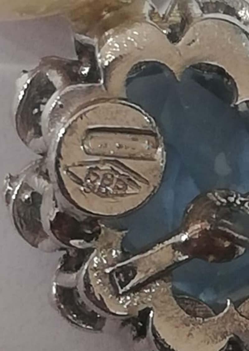 Donna Orecchini con perle da 12 mm, topazio, diamanti, oro bianco 14 carati. in vendita