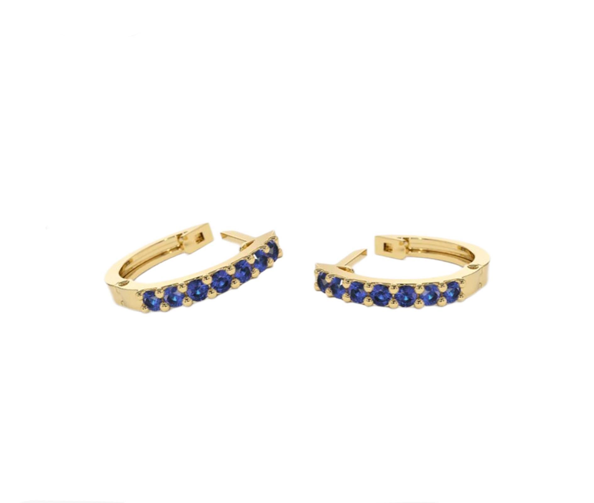 Round Cut 12 MM Sapphire Huggie Earrings For Sale