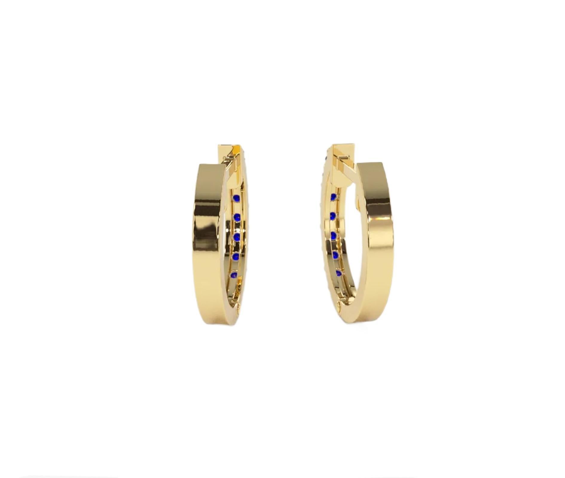 12 MM Sapphire Huggie Earrings In New Condition For Sale In Istanbul, TR