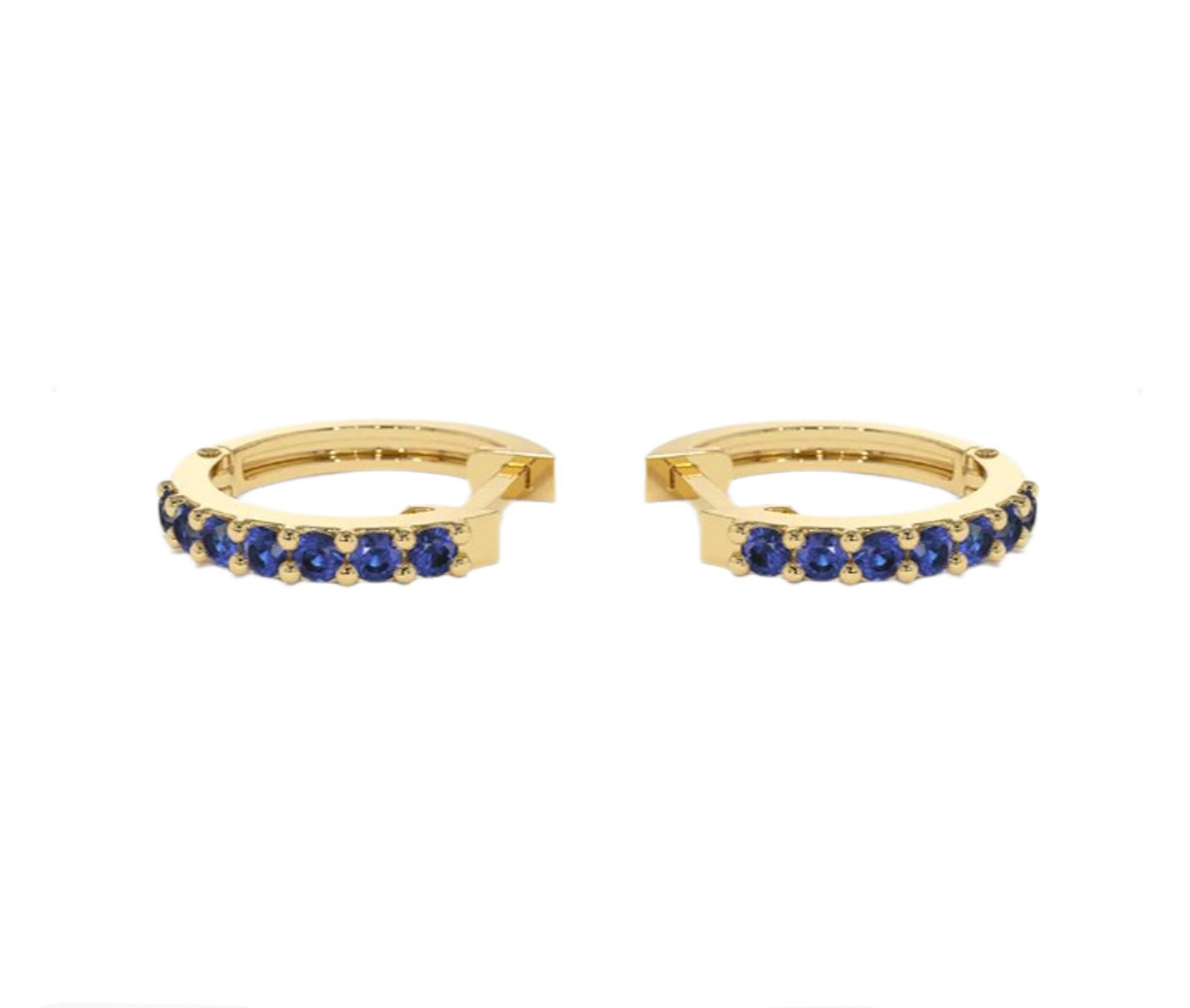 Women's 12 MM Sapphire Huggie Earrings For Sale