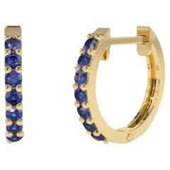 12 MM Sapphire Huggie Earrings