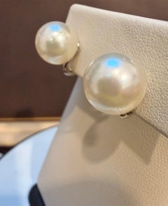 12 MM Boucles d'oreilles perles des mers du sud or blanc 14 carats clip on
