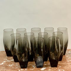 12 Moser "Topaz" Crystal Champagnes, in "Ice Bottom" or "Bar"
