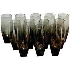 12 Moser "Topaz" Crystal Champagnes, in "Ice Bottom" or "Bar"