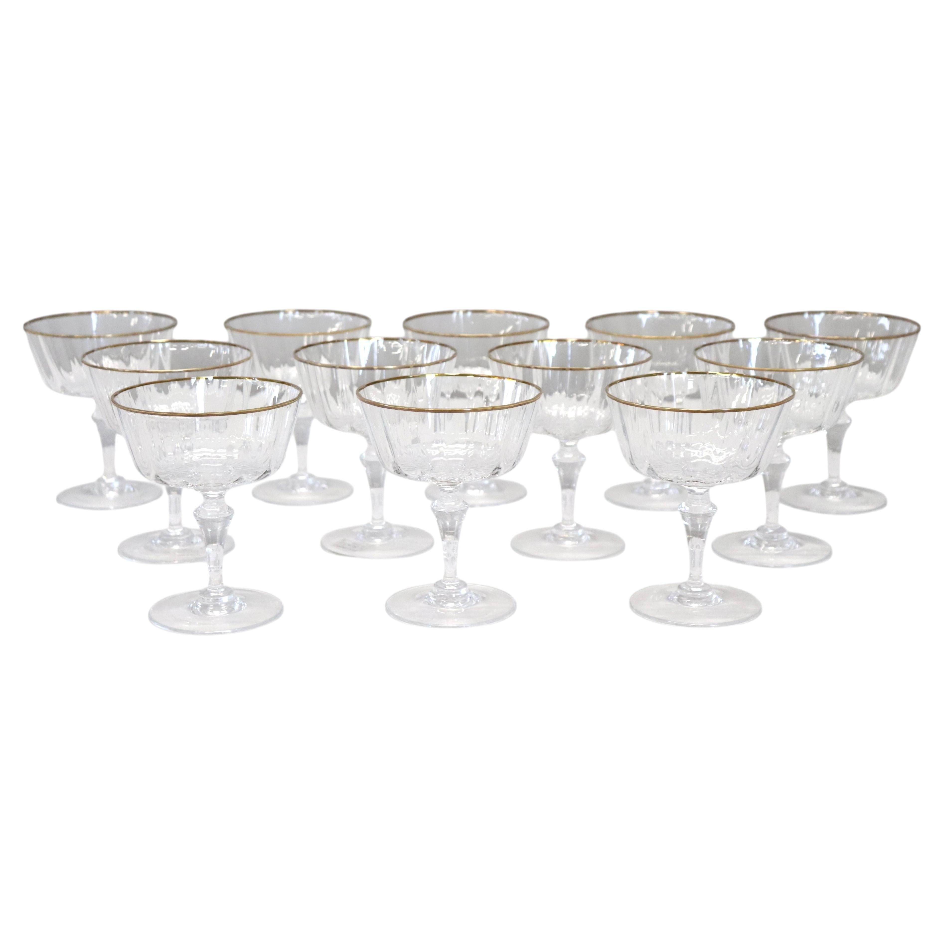 12 Murano Blown Glass Champagne glasses by Nason & Moretti with Original Label For Sale