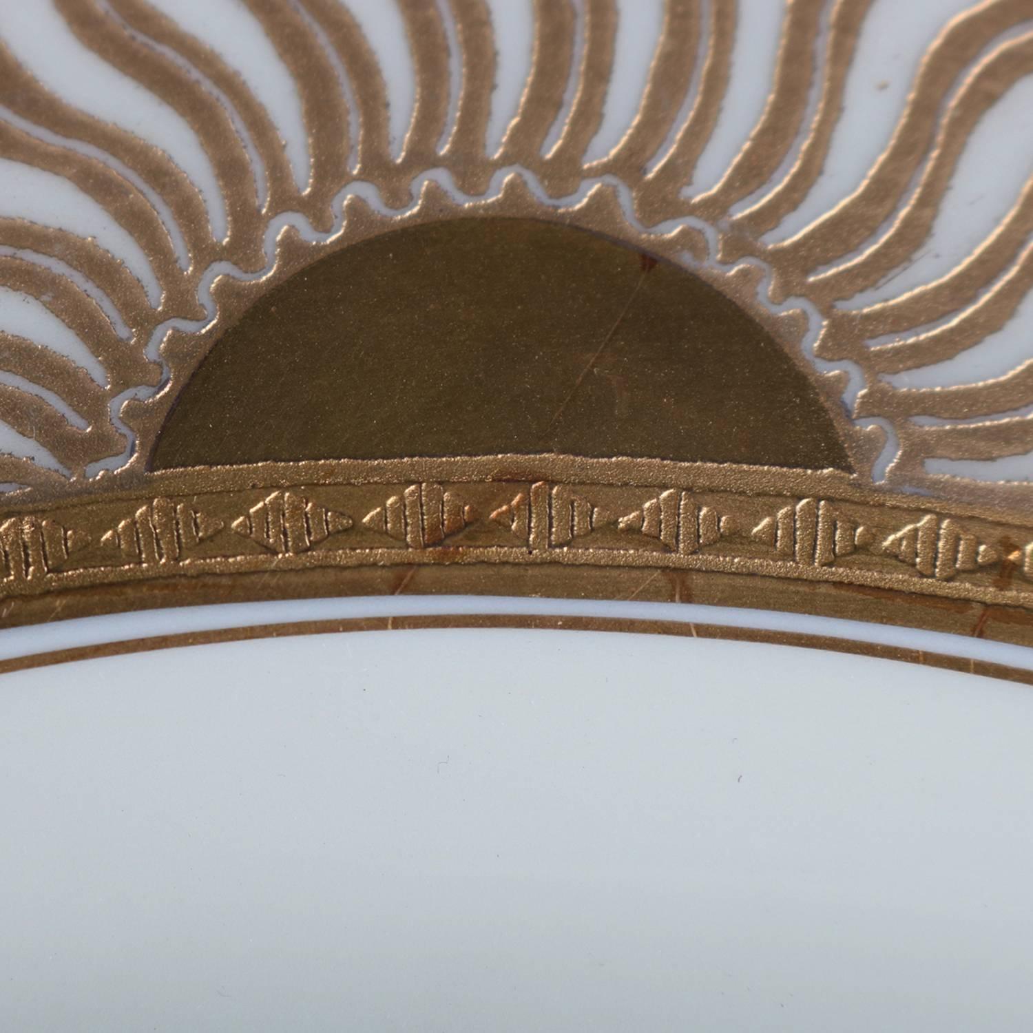 12 Neoclassical Bavarian Gilt Fine China Dinner Plates by Heinrich & Co. 4