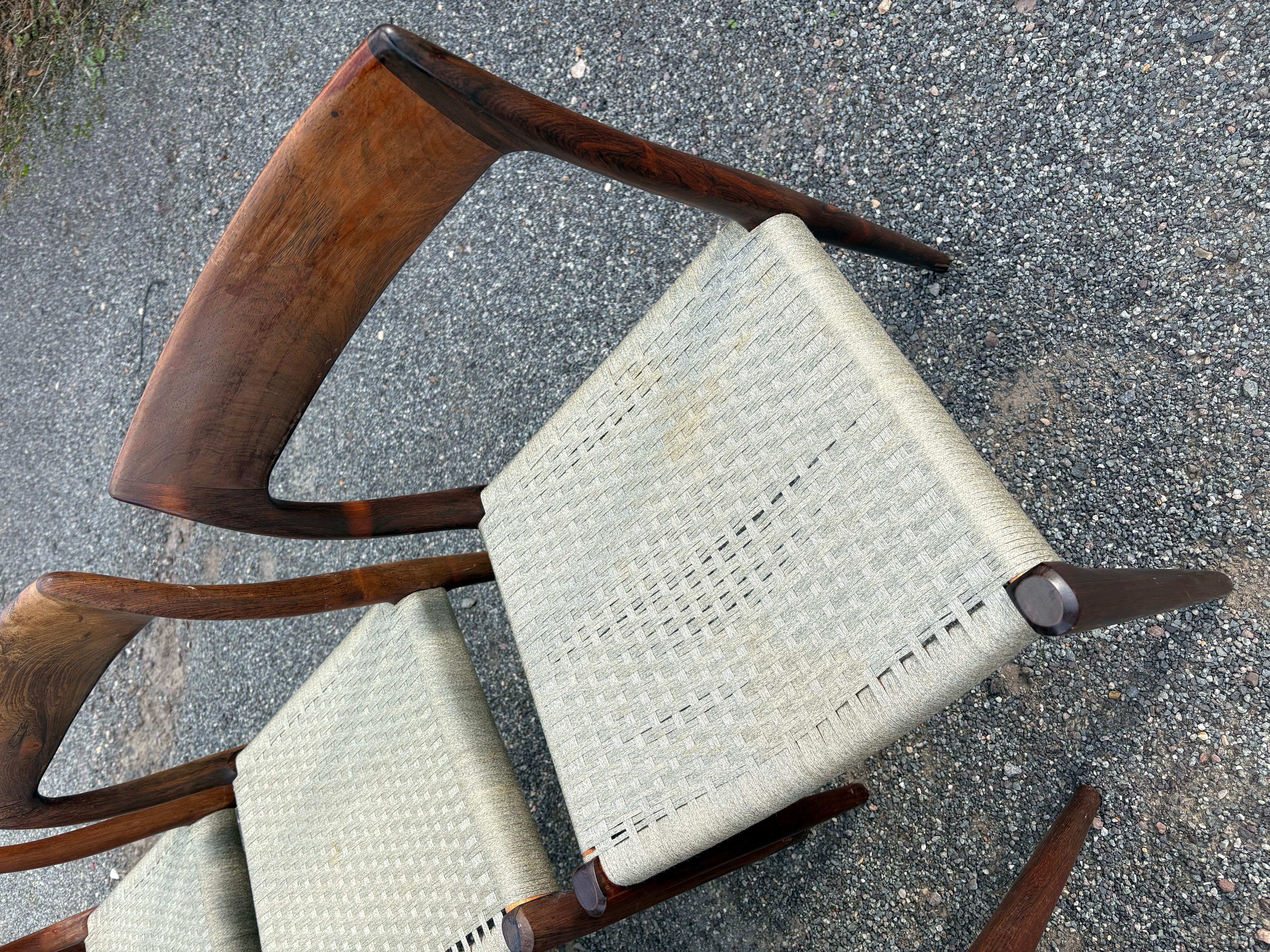 12 Niels Otto Moller Modell 77 Dinings Stühle mit Original Khaki /Lavendel Cord im Angebot 3