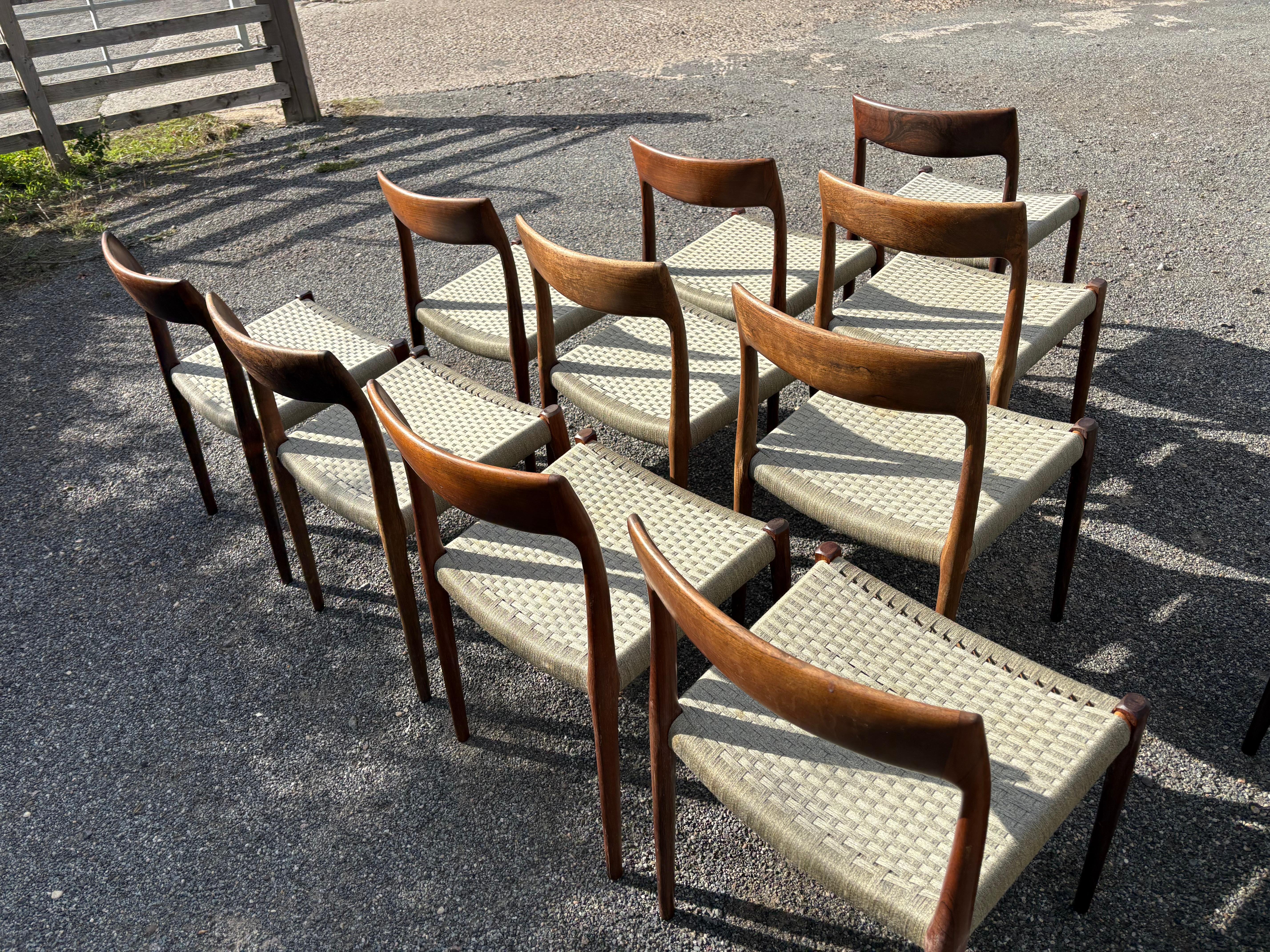 12 Niels Otto Moller Modell 77 Dinings Stühle mit Original Khaki /Lavendel Cord im Angebot 11