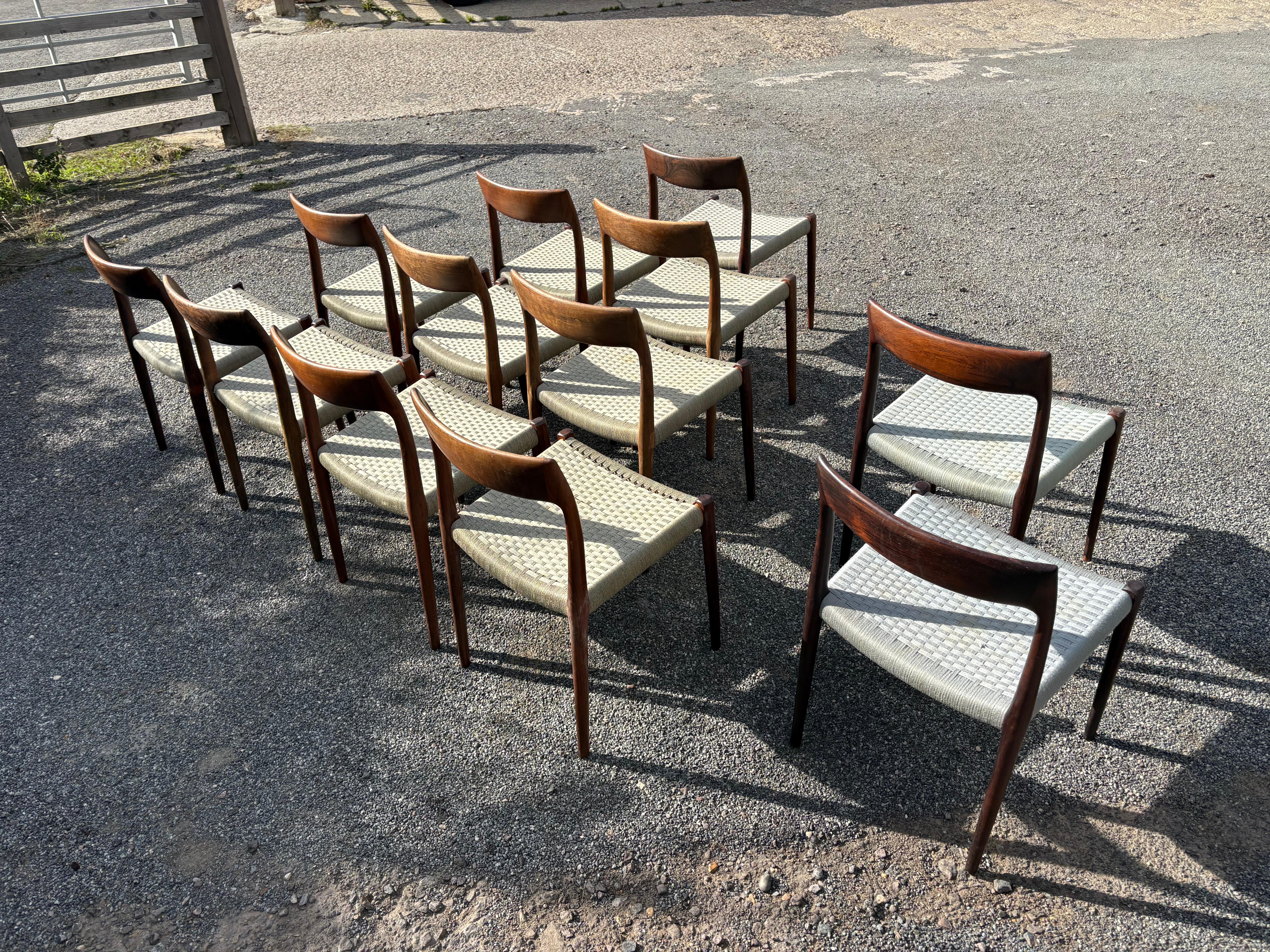 12 Niels Otto Moller Modell 77 Dinings Stühle mit Original Khaki /Lavendel Cord im Angebot 12