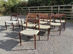 12 Niels Otto Moller model 77 Dinings Chairs with Original Khaki /Lavender Cord