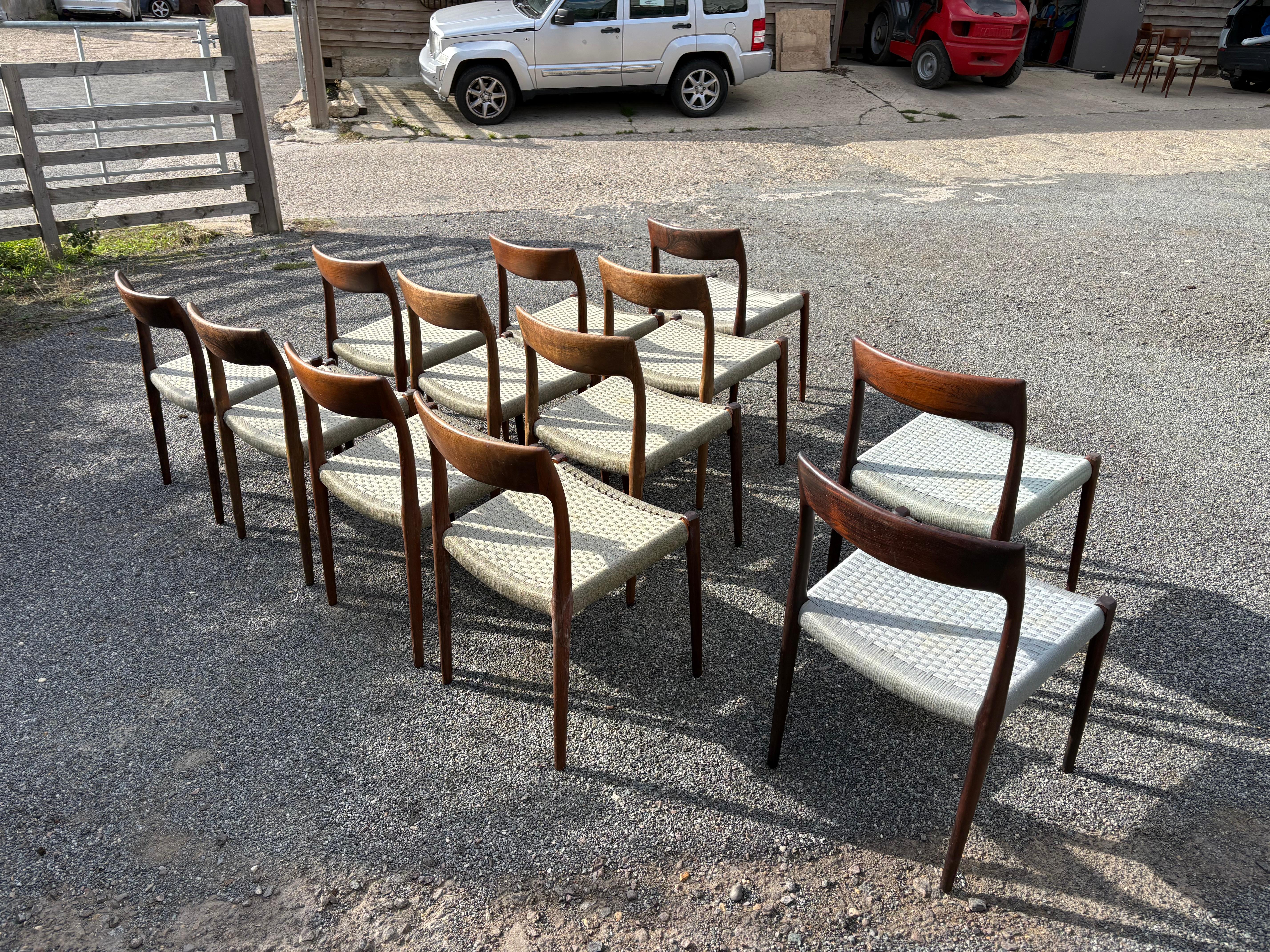 12 Niels Otto Moller Modell 77 Dinings Stühle mit Original Khaki /Lavendel Cord im Angebot 13
