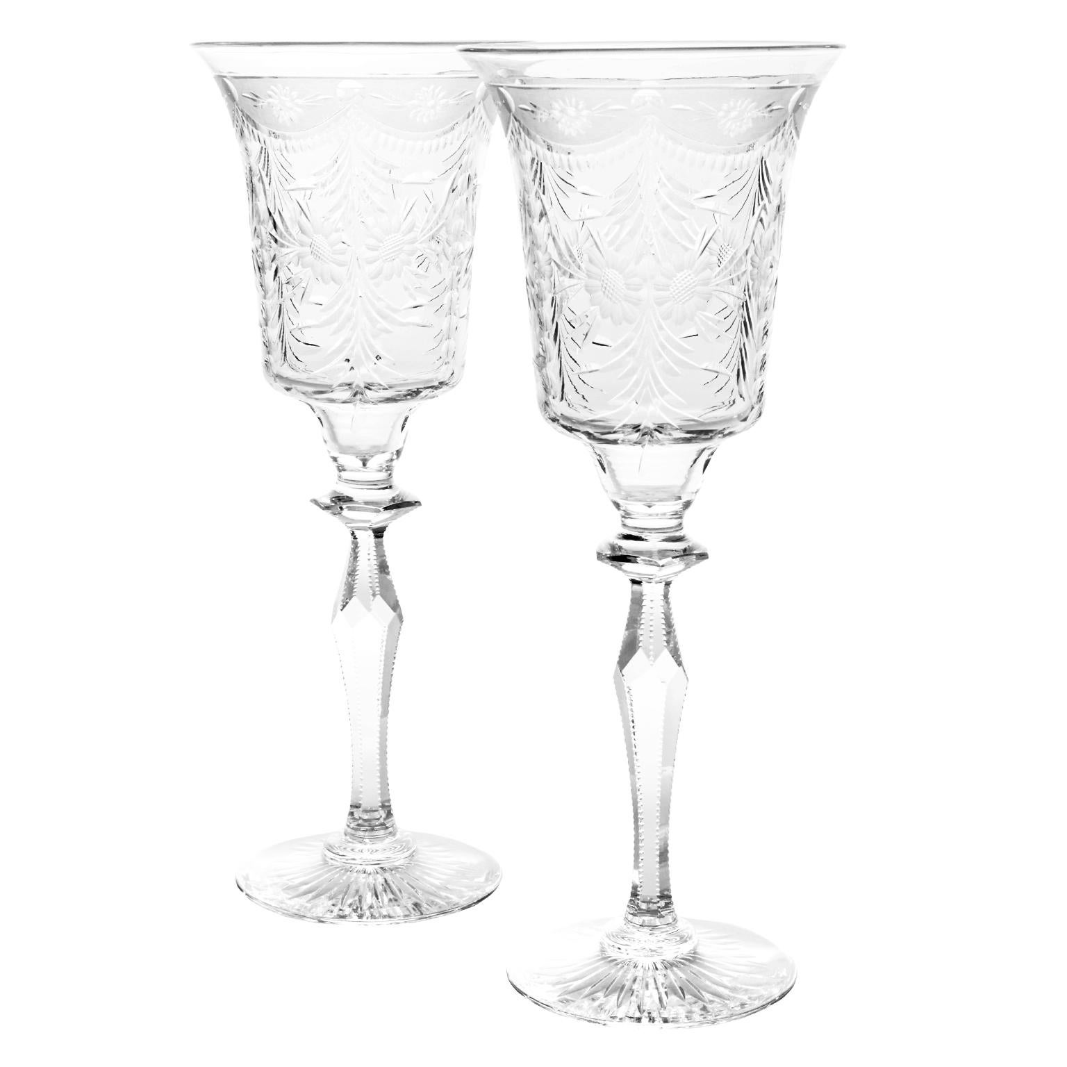 12 Pairpoint Very Tall Water Goblets, Wickham Pattern In Excellent Condition For Sale In Litchfield, CT