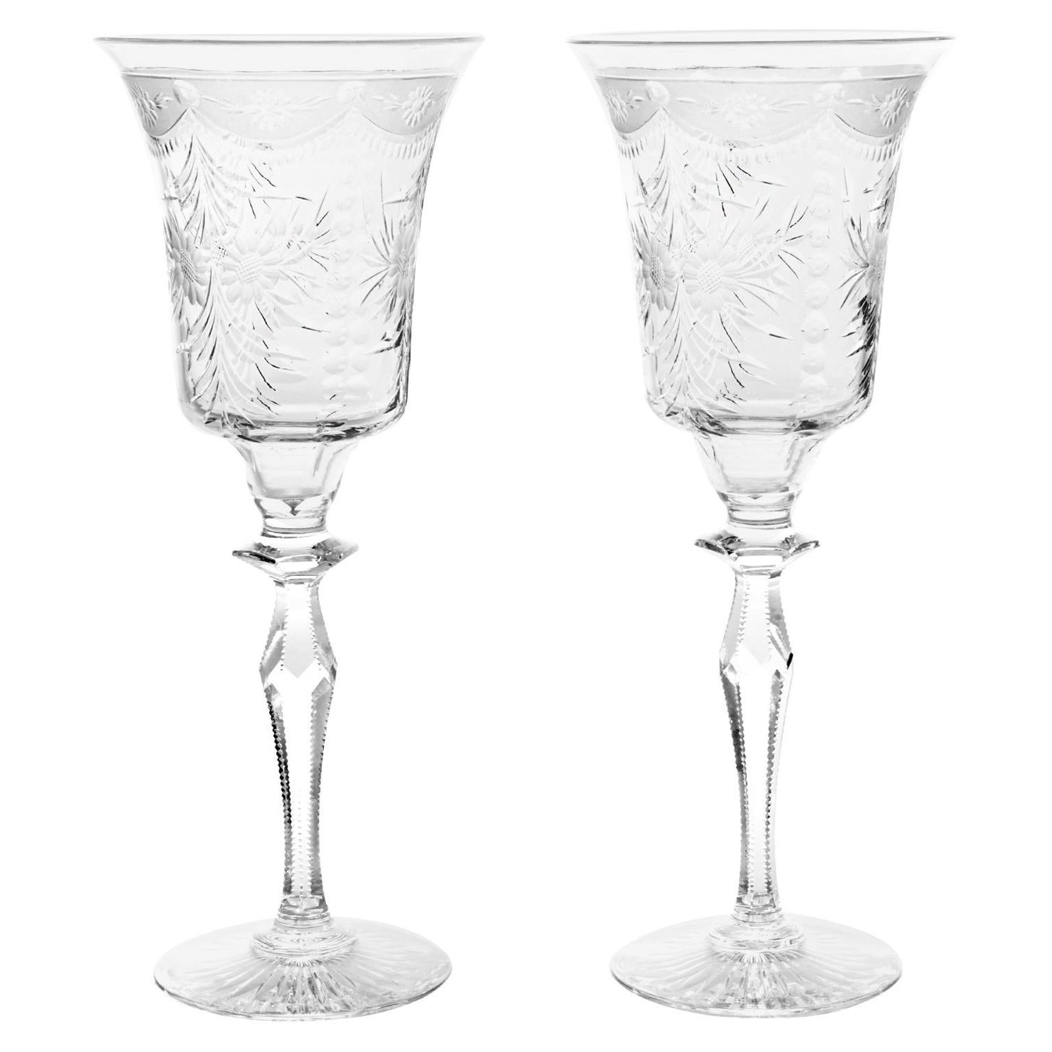 12 Pairpoint Very Tall Water Goblets, Wickham Pattern