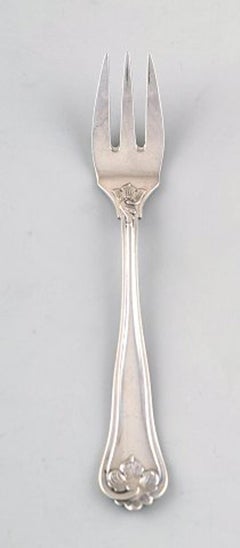 12 Pastry Forks, Cohr, Denmark Saxon Flower Silver Cutlery