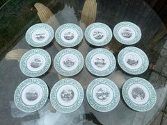 12 Pc, J Vieillard David Johnston Limoges "French Chateau" Plate Set