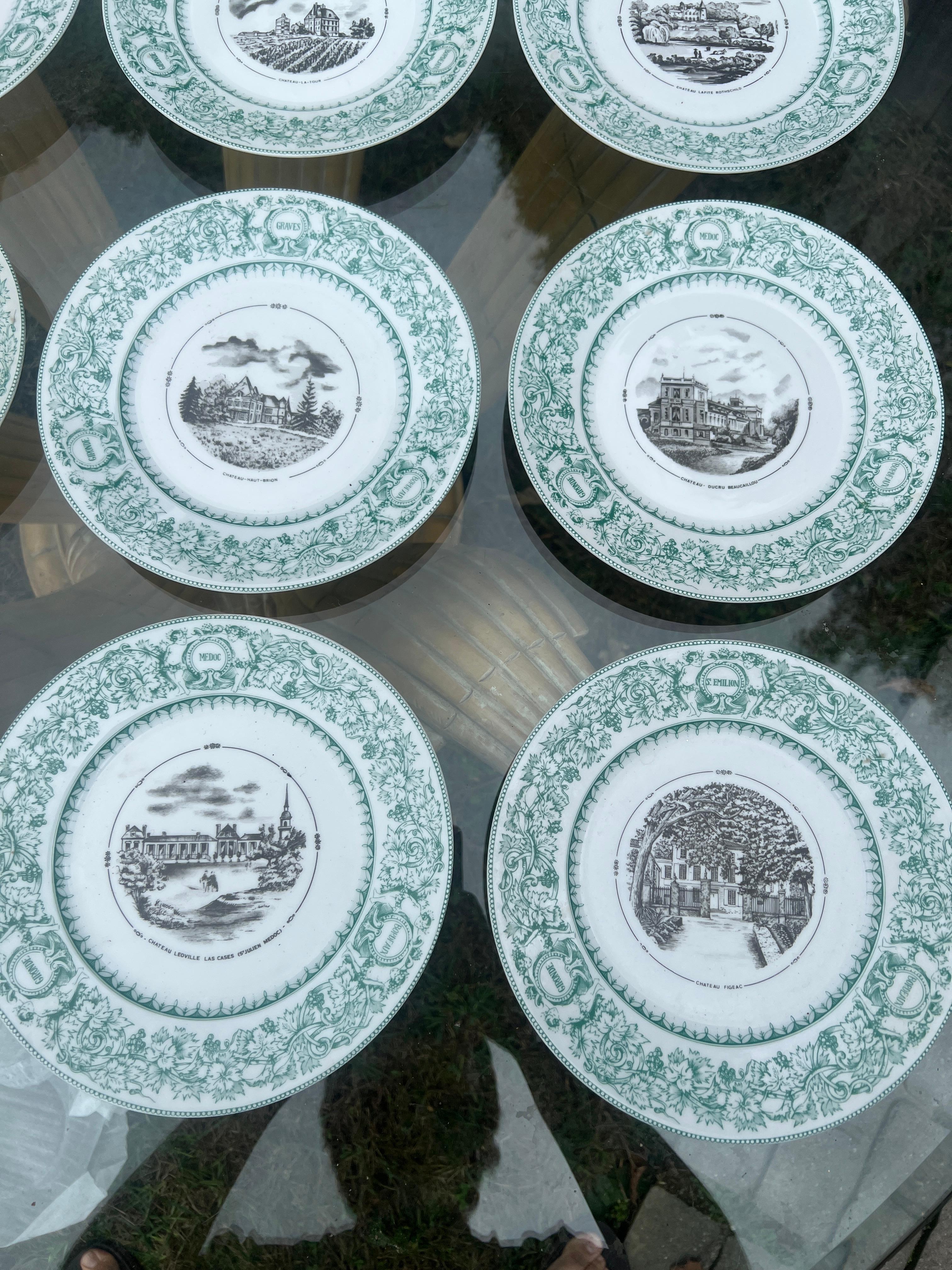 Porcelaine Ensemble d'assiettes de 12 pièces de J Vieillard David Johnston Limoges « Château français » en vente