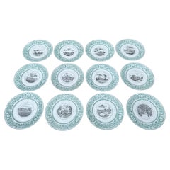 12 Pc, J Vieillard David Johnston Limoges "French Chateau" Plate Set
