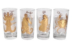 12 pc. Lot of Mid Century Anchor Hocking Zodiac Horoscope Glasses