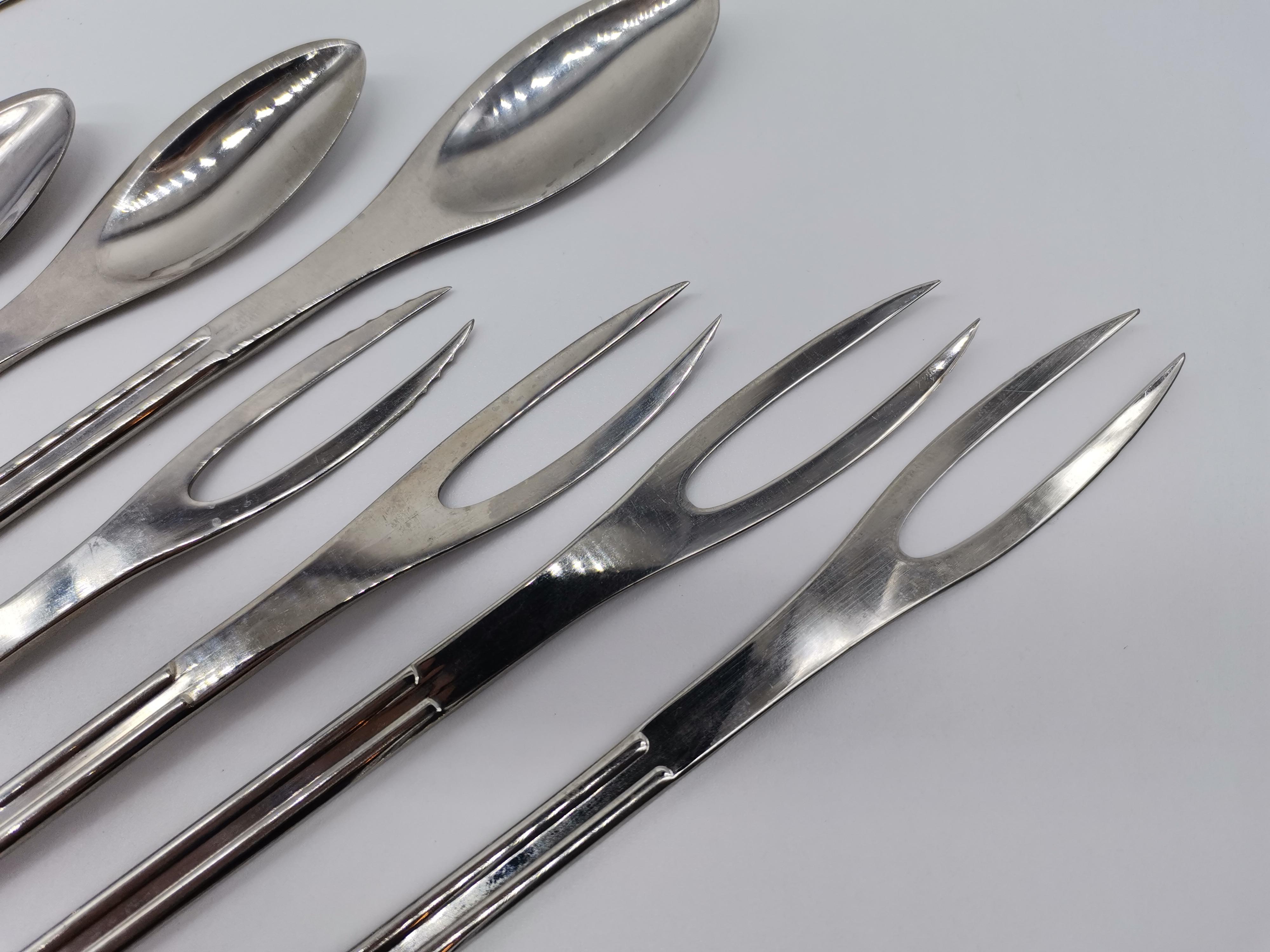 Metalwork 12 Pcs. Dining Cutlery, Stainless Steel, Carl Auböck Vienna, Austria For Sale