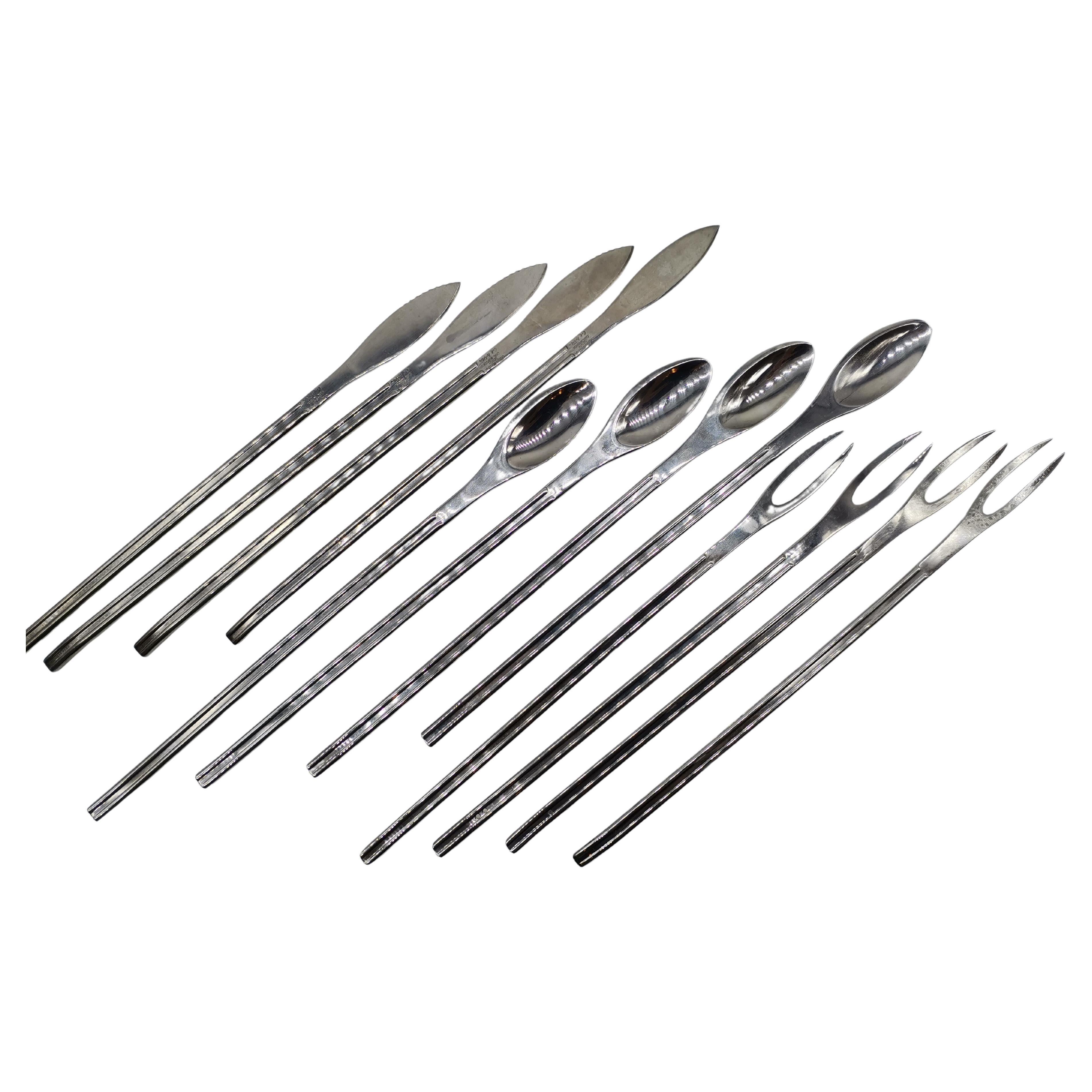 12 Pcs. Dining Cutlery, Stainless Steel, Carl Auböck Vienna, Austria