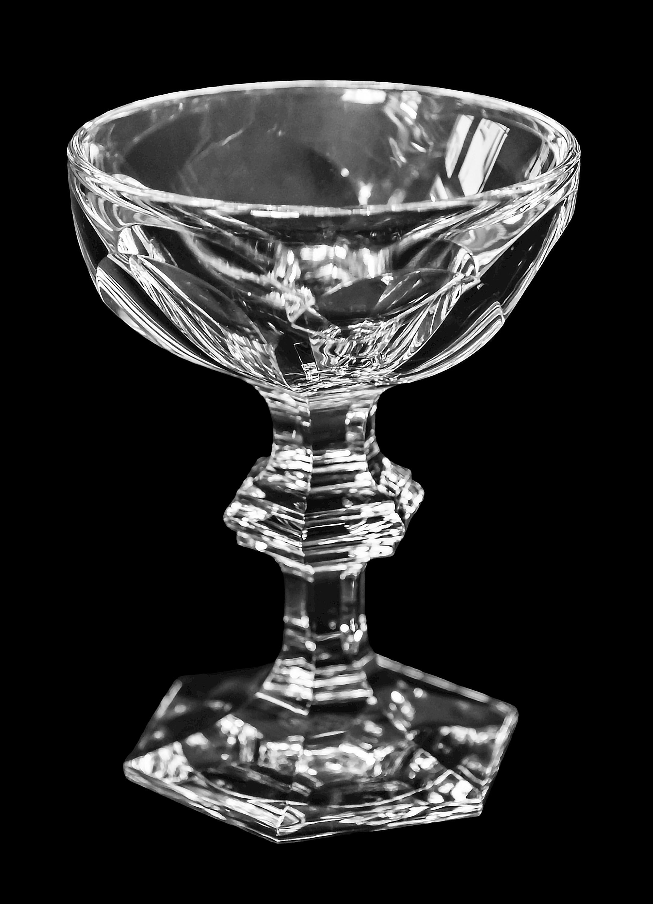 Hand-Crafted 12 Pcs. Set of Baccarat Harcourt 1841 Collection Crystal Champagne Coupes