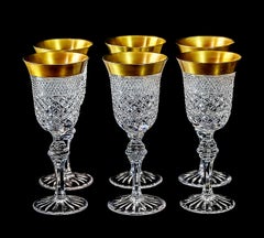 12 pezzi. Set di bicchieri da vino bianchi e rossi in cristallo dorato