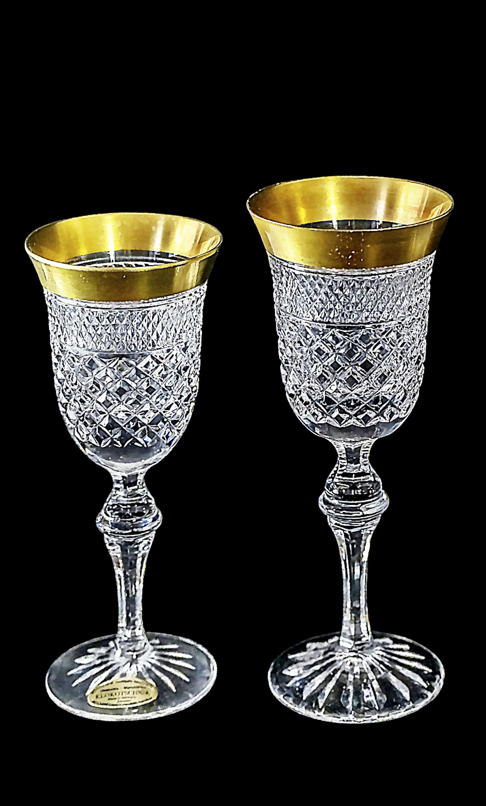 20th Century 12 Pcs. Set of Gilt Crystal Red and White Wine Glasses