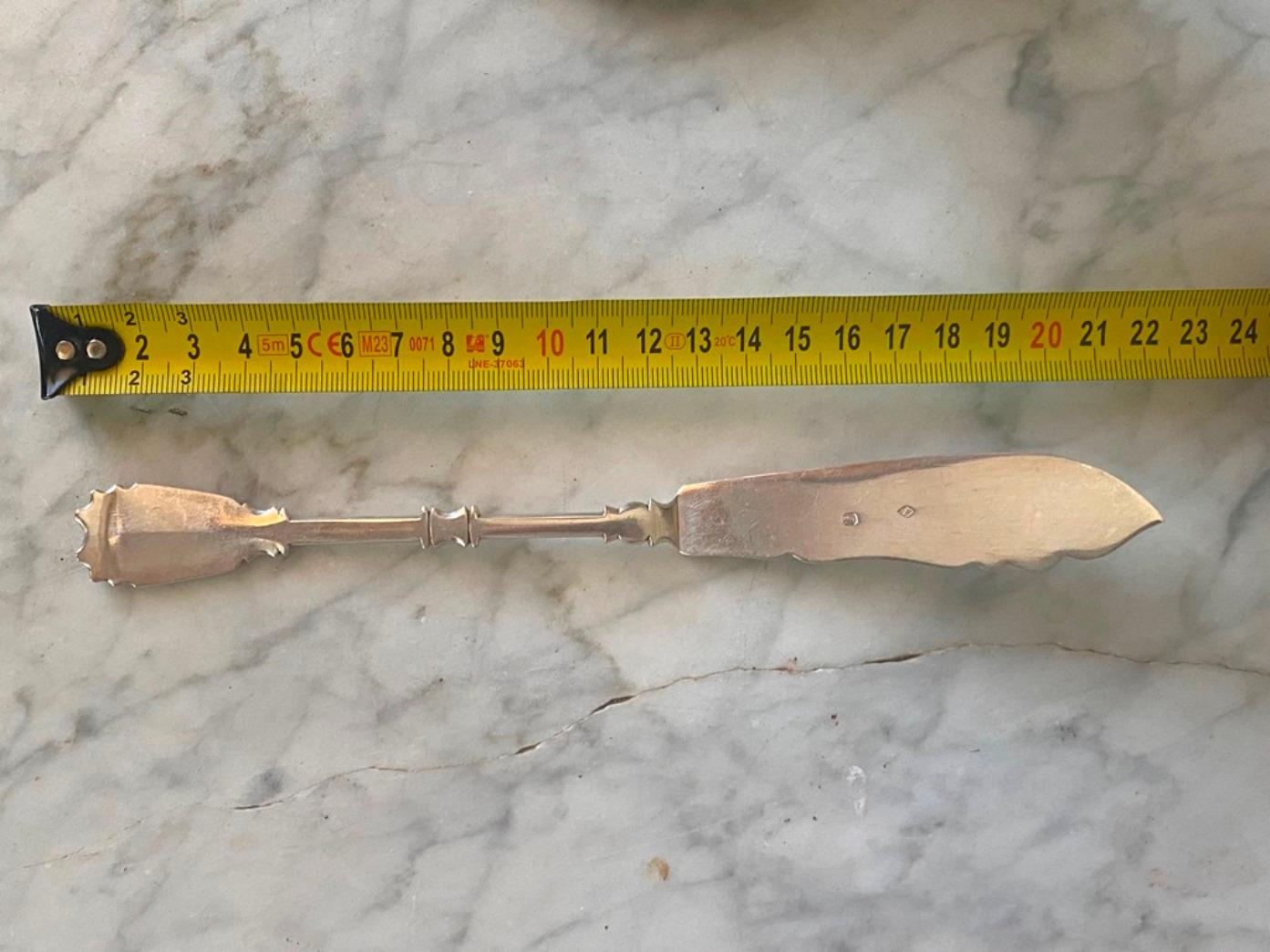 Set di 12 posate da pesce in argento 925 di Robert Linzeler, Francia, 1900 in vendita 4