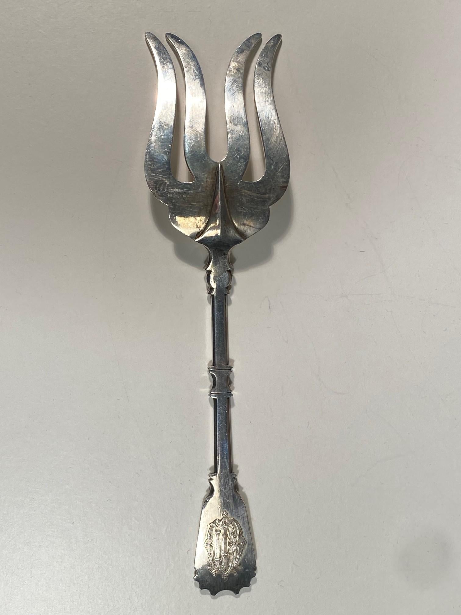 Set di 12 posate da pesce in argento 925 di Robert Linzeler, Francia, 1900 in vendita 6